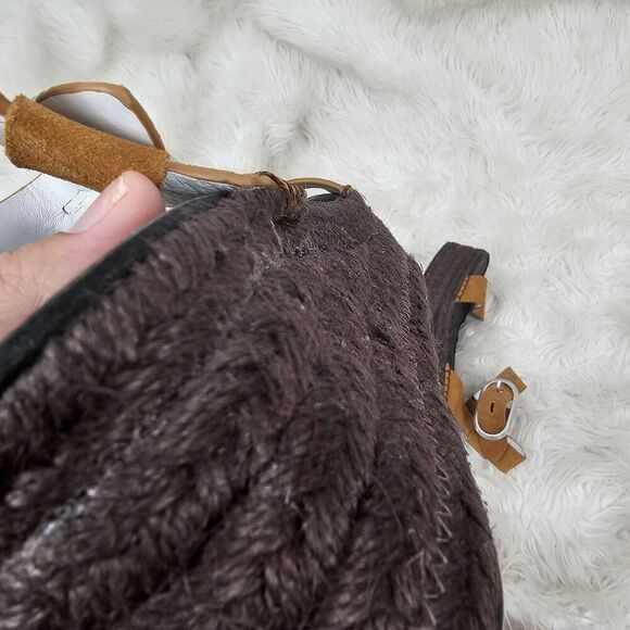 Rag & Bone Ansley Dark Brown Suede Buckle Espadrille Platform Summer Sandal 37 - Picture 7 of 11